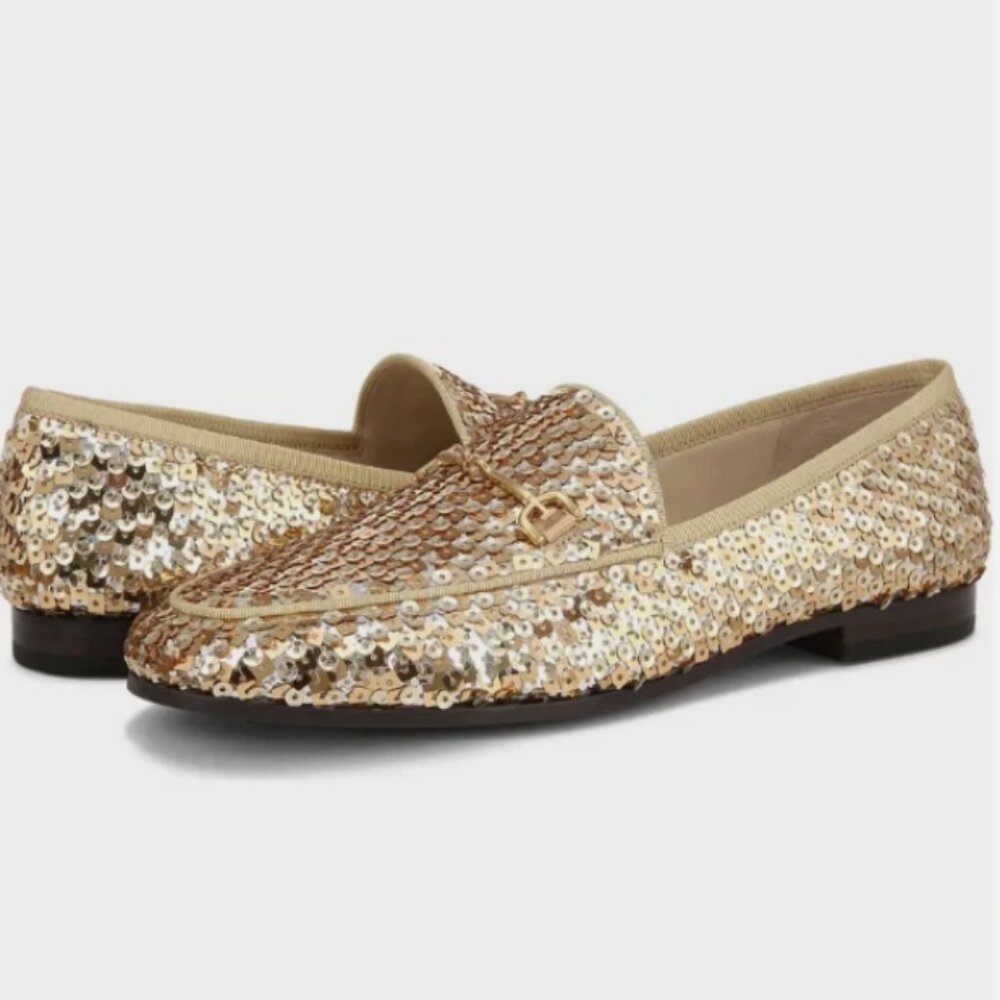 Sam Edelman Loraine Elegant & Chic Bit Loafer in Gold Sequin MSRP$190